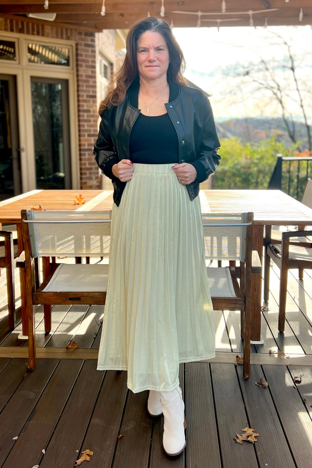 Peach Love CA Pleated Maxi Skirt