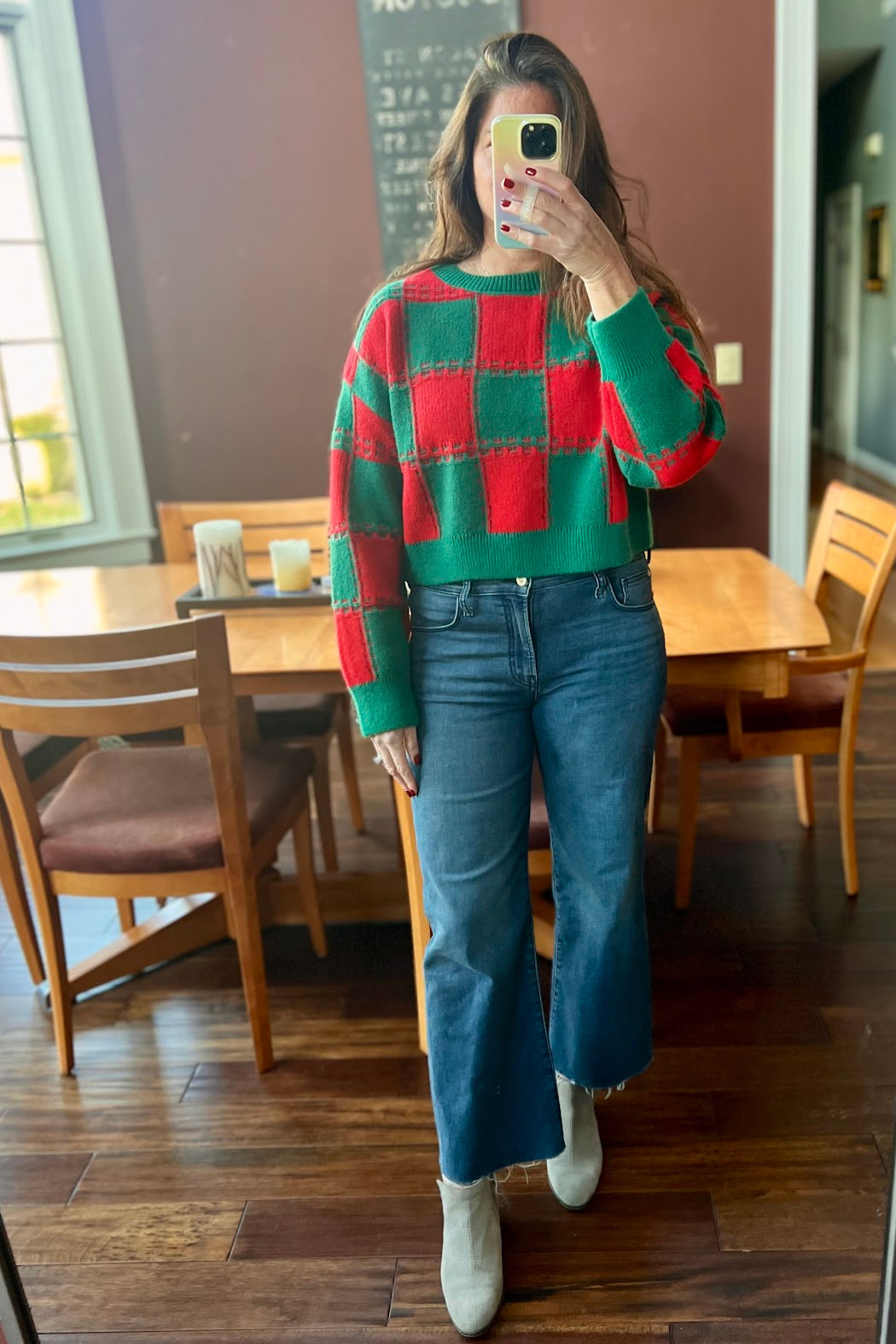 Peach Love CA Colorblock Cropped Sweater