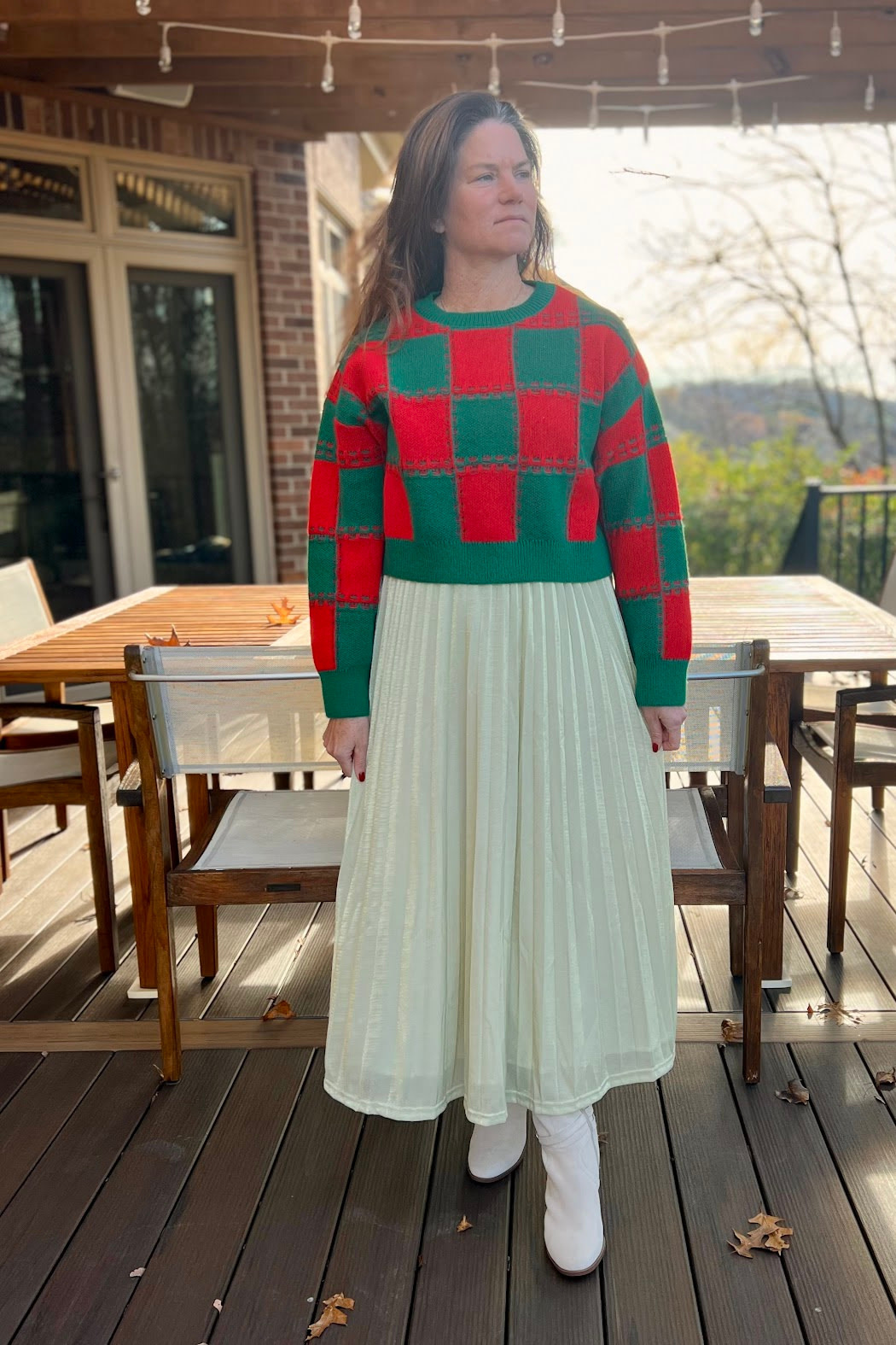 Peach Love CA Colorblock Cropped Sweater