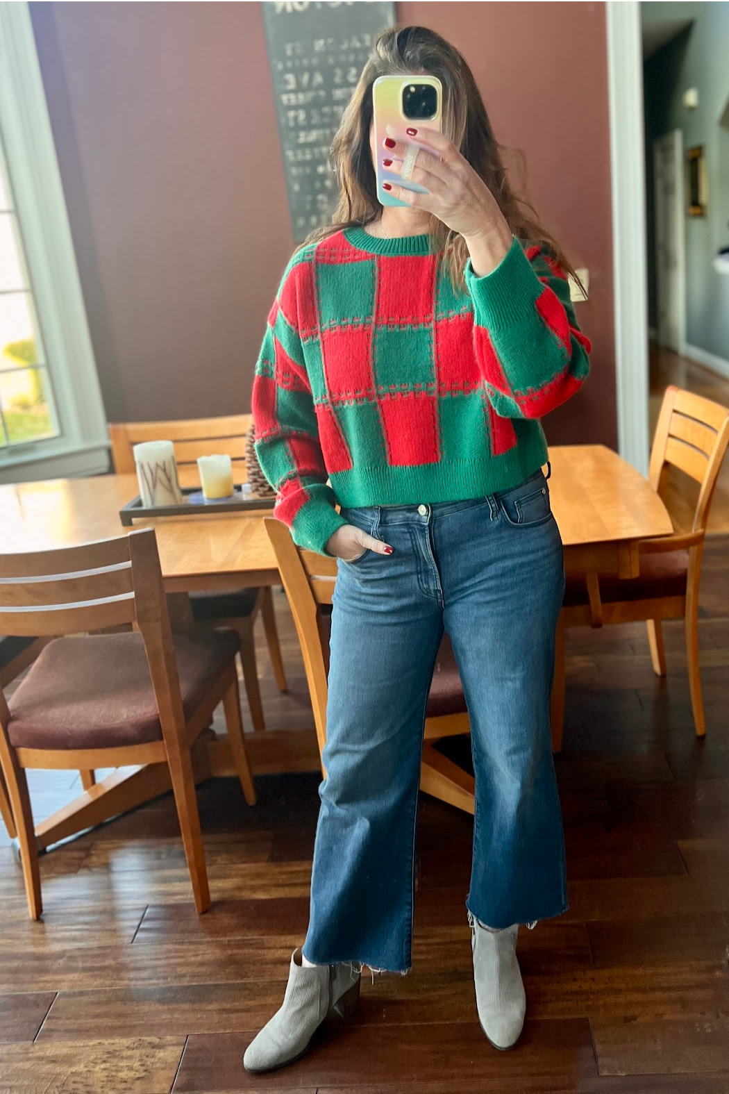 Peach Love CA Colorblock Cropped Sweater