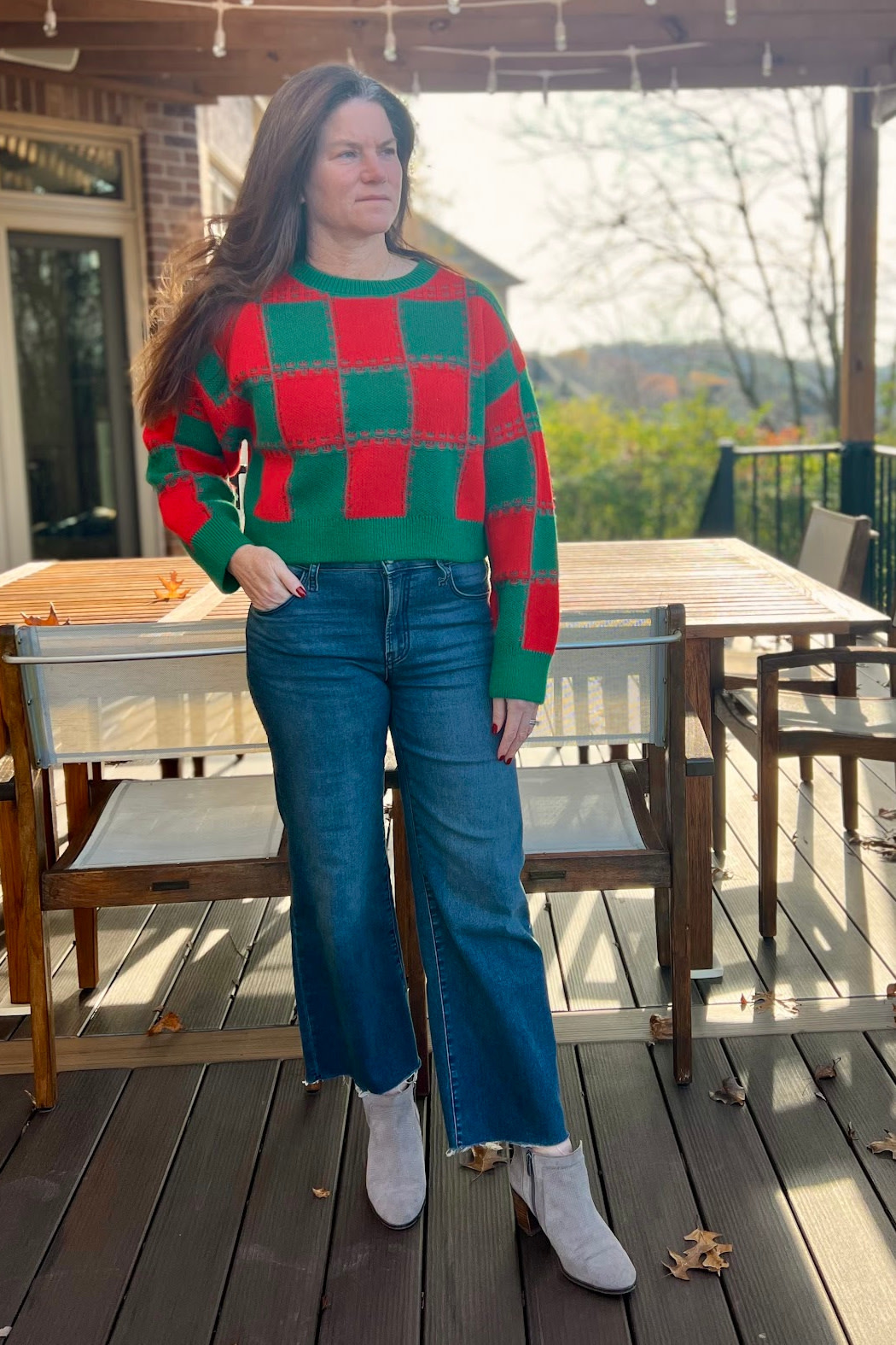 Peach Love CA Colorblock Cropped Sweater