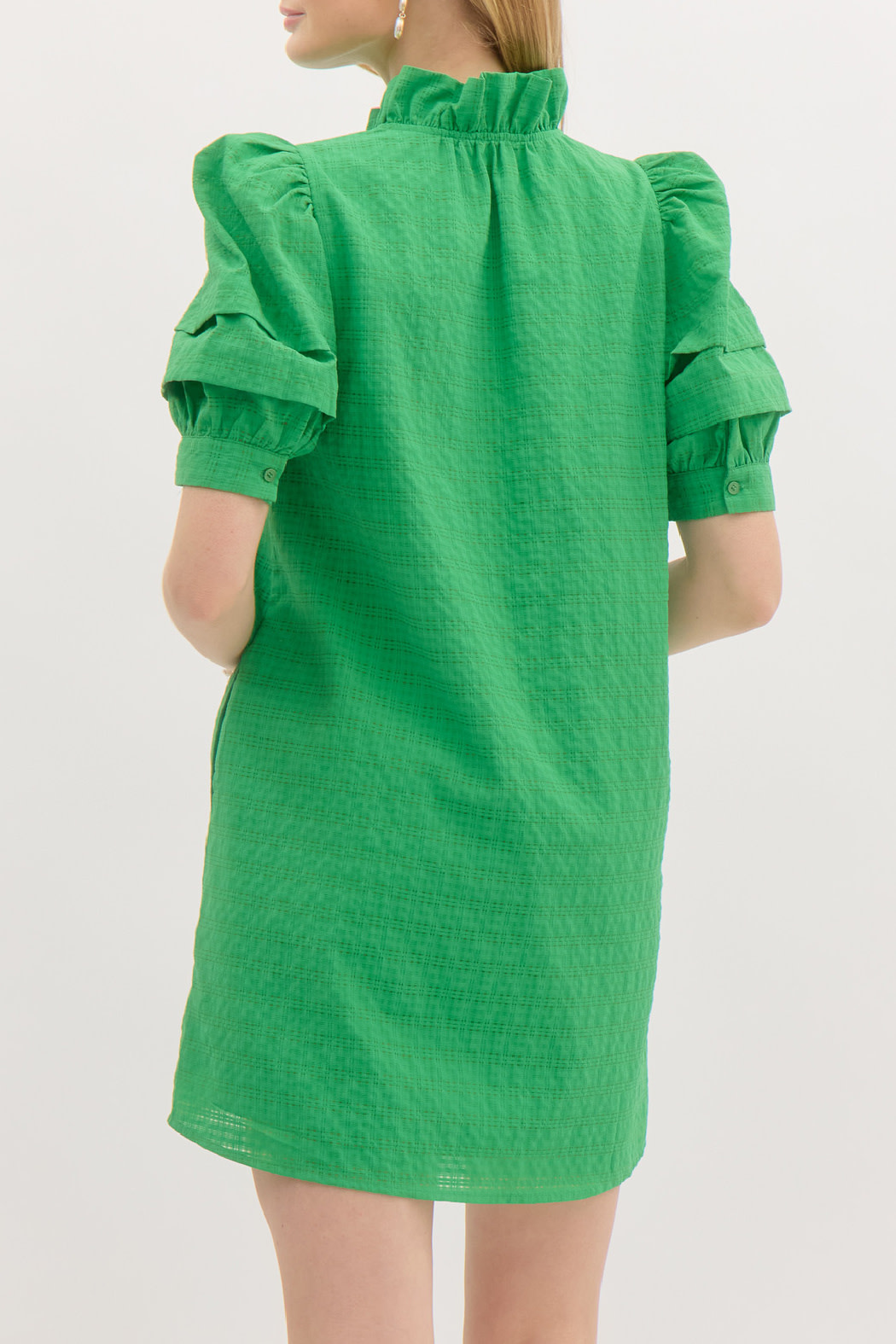 Entro Solid Puff Sleeve Dress