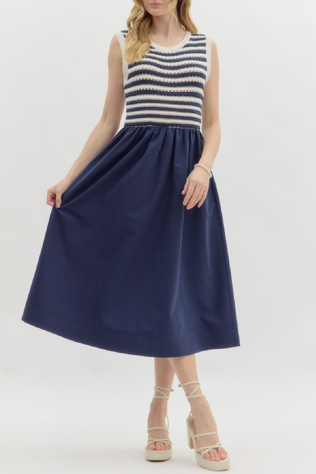 Entro Sleeveless Striped Midi
