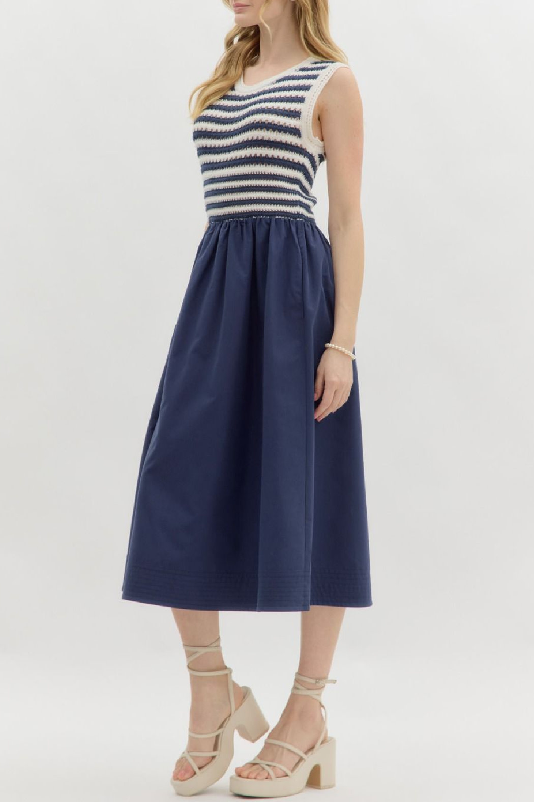 Entro Sleeveless Striped Midi