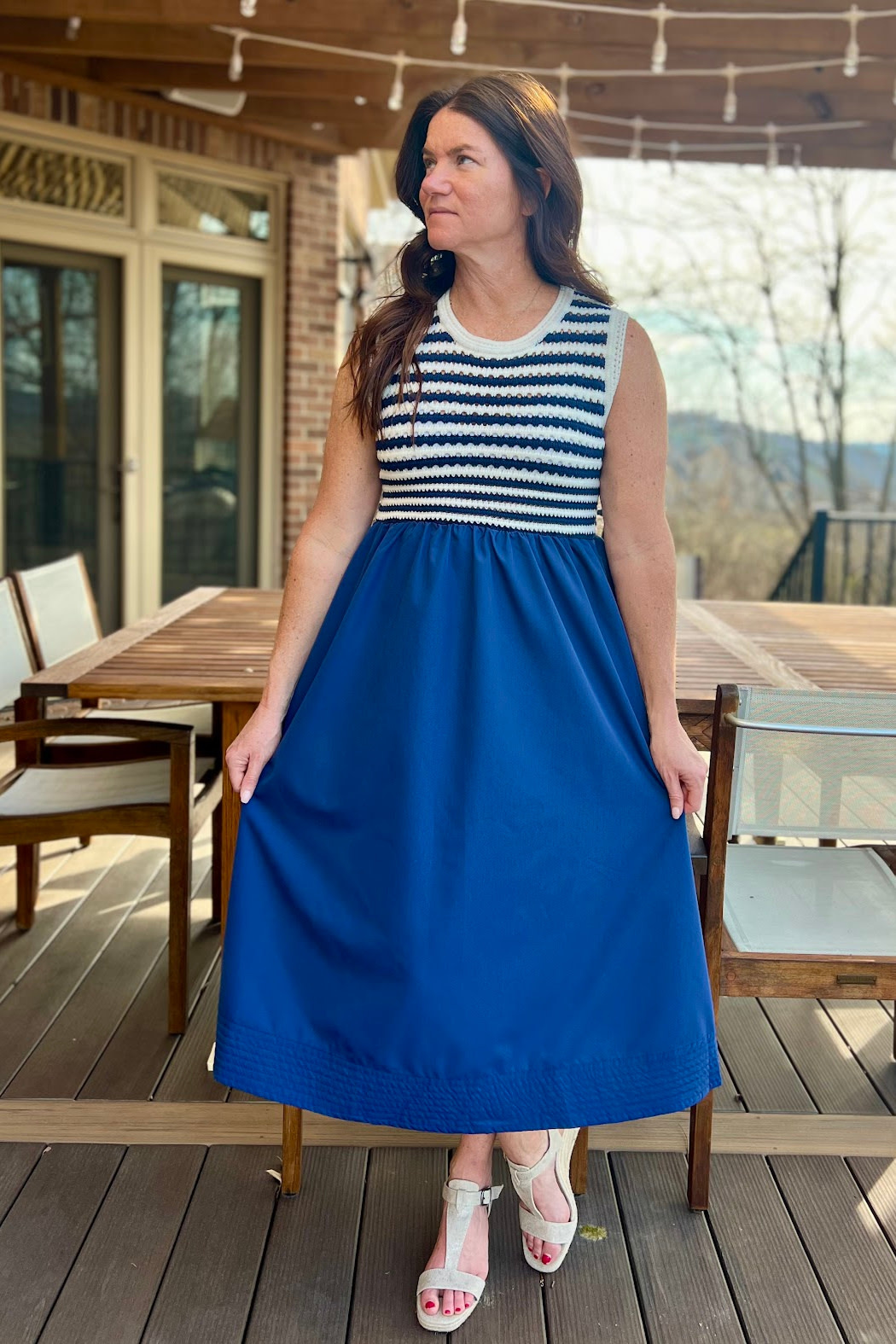 Entro Sleeveless Striped Midi