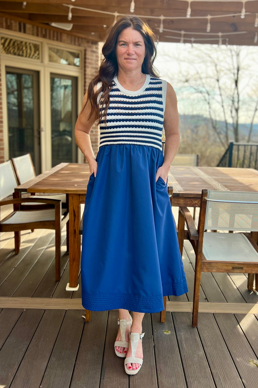 Entro Sleeveless Striped Midi