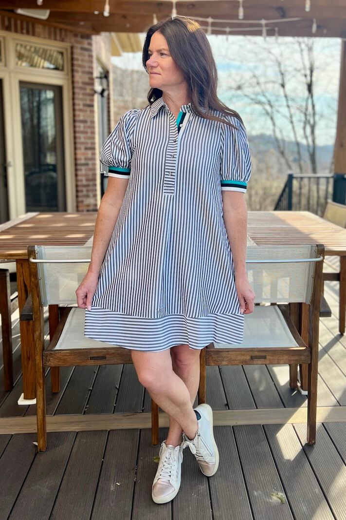 Entro Contrast Striped Dress