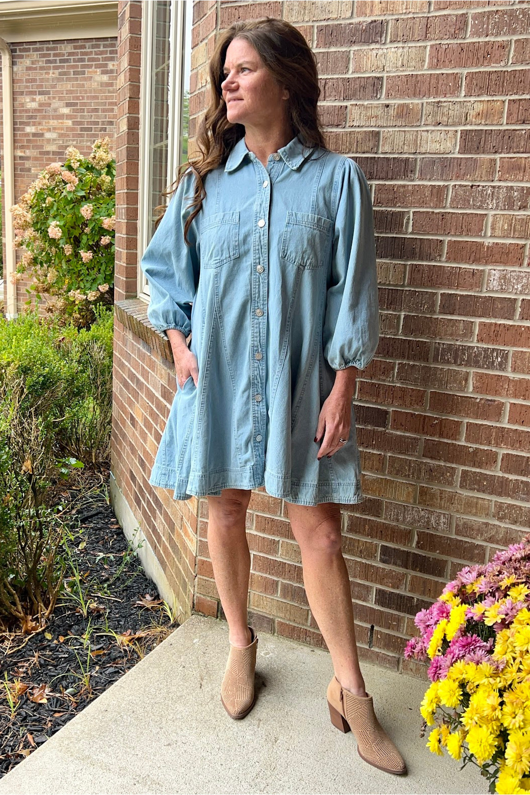 Entro Half Sleeve Denim Dress