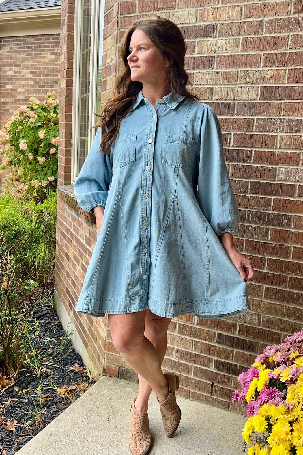 Entro Half Sleeve Denim Dress