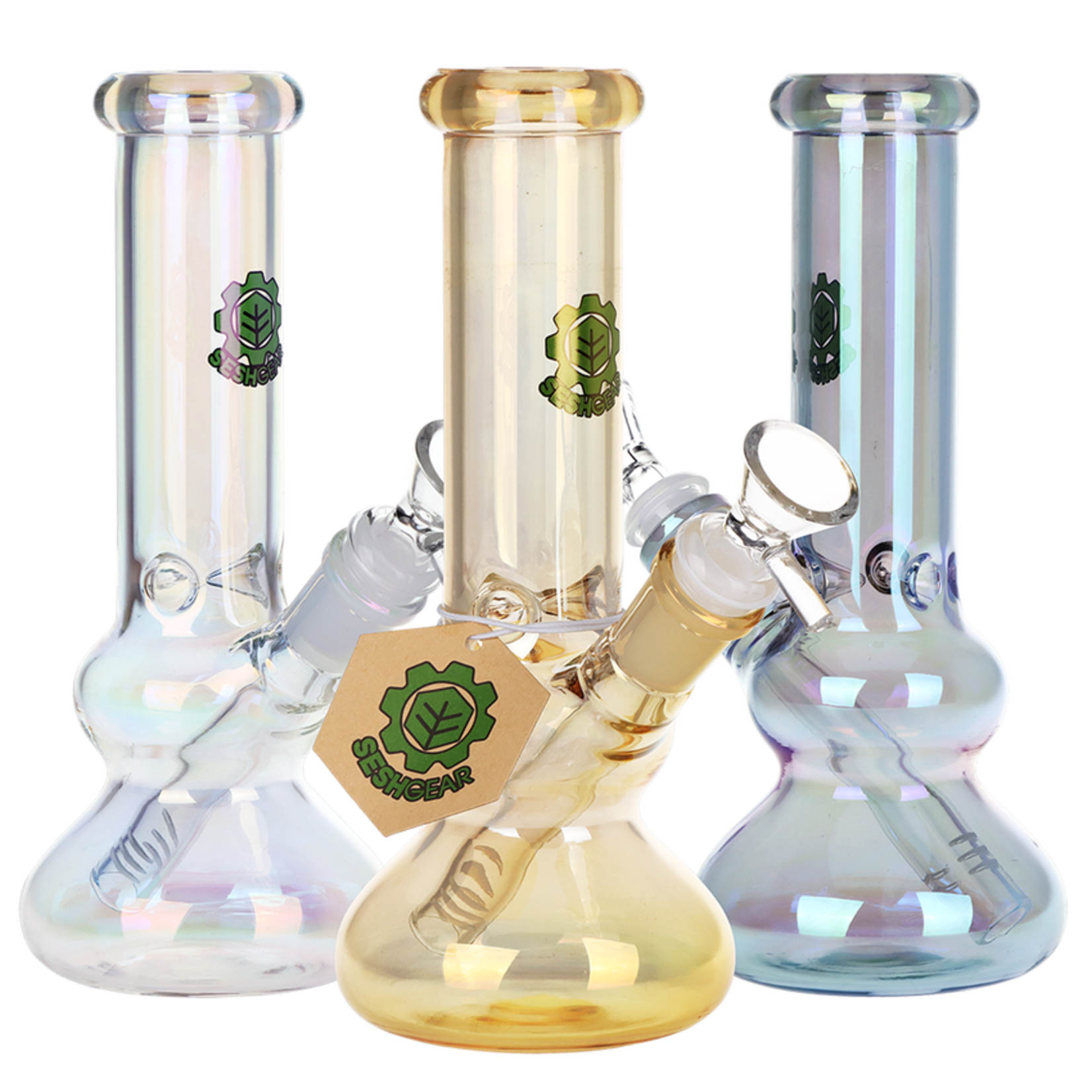 SeshGear 8" Double Bubble Electroplated Glass Water Pipe