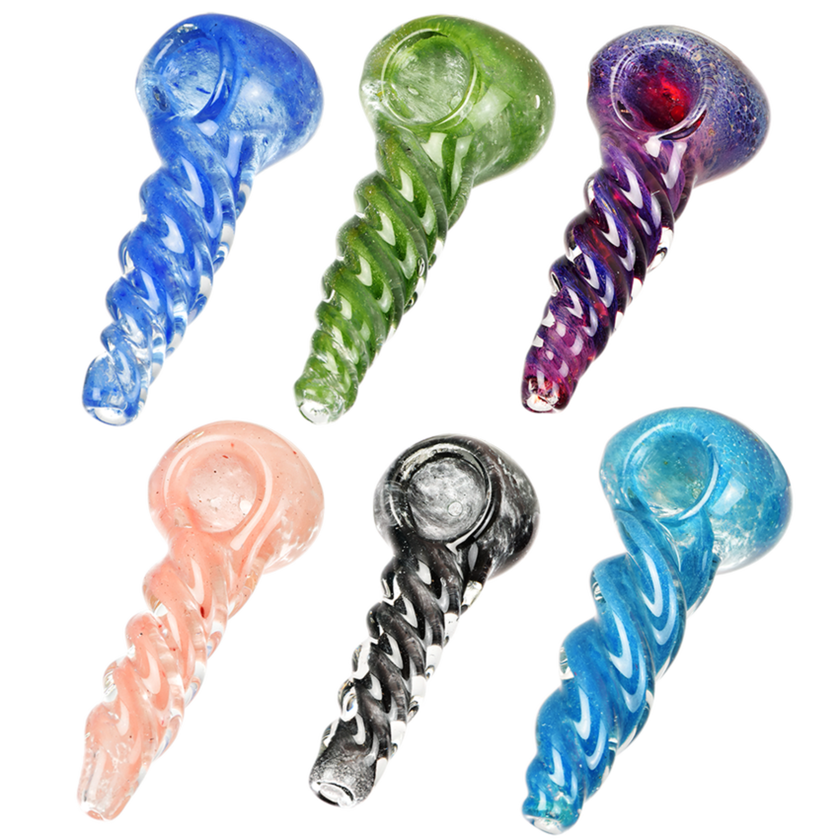 AFG Glass 3" Auger Shell Twist Frit Glass Spoon Pipe