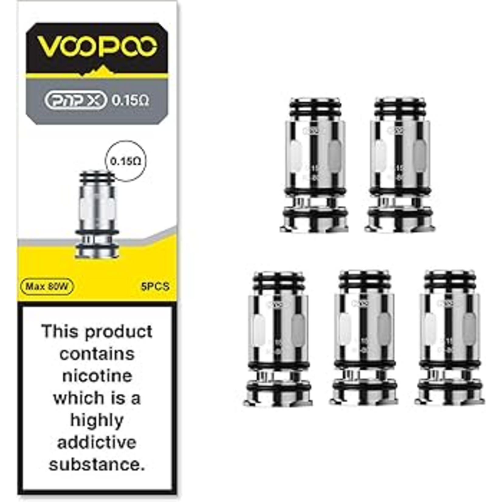 VooPoo Tech PnP X Replacement Coils - Pack of 5 (0.15 ohm)