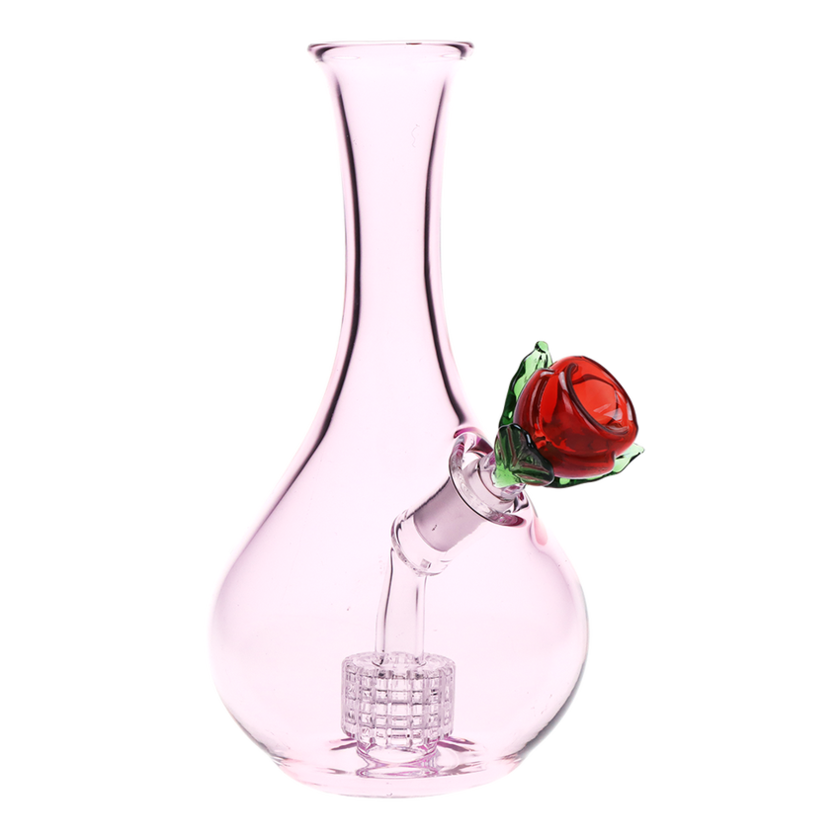 AFG Glass 7" Rose in Vase Glass Water Pipe