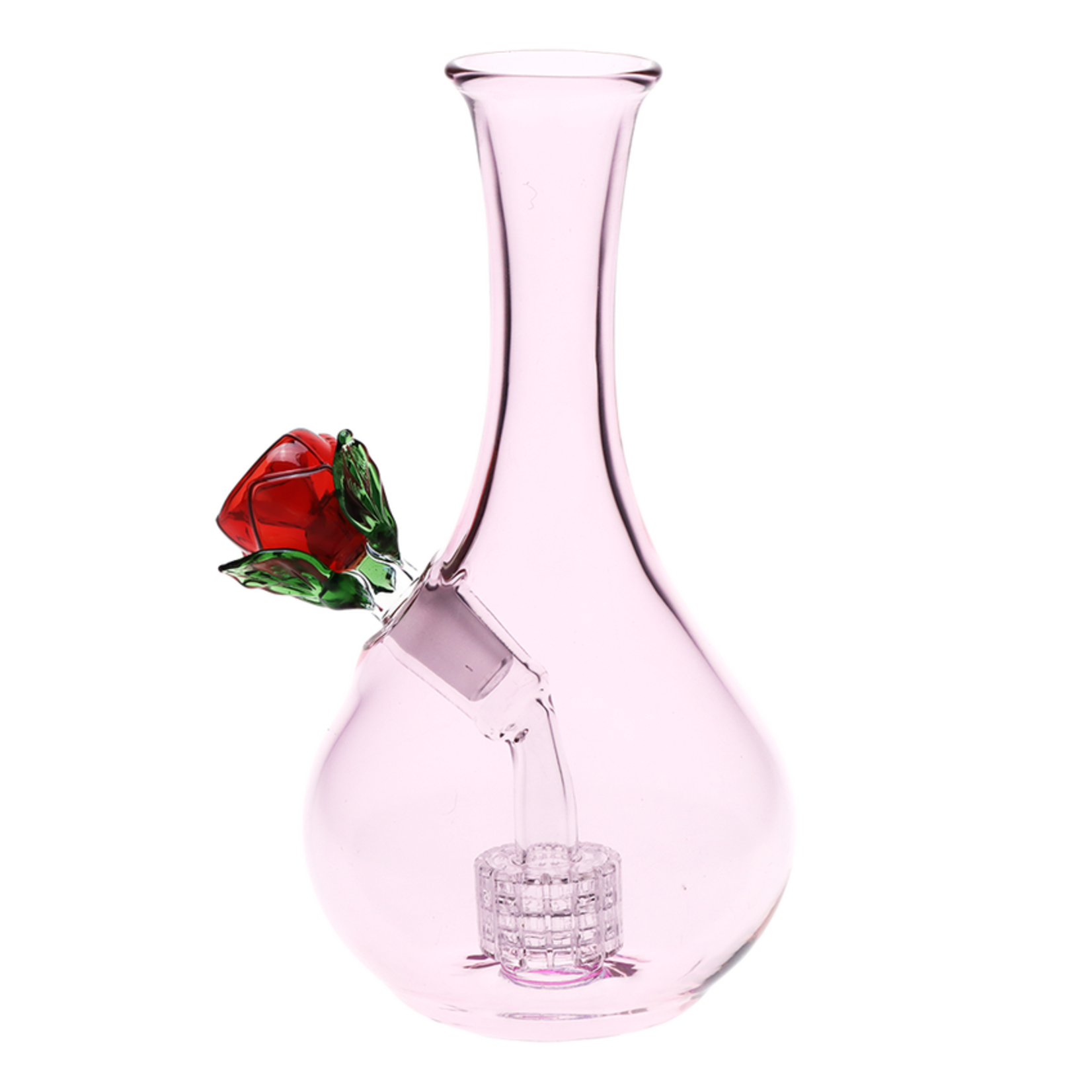 AFG Glass 7" Rose in Vase Glass Water Pipe
