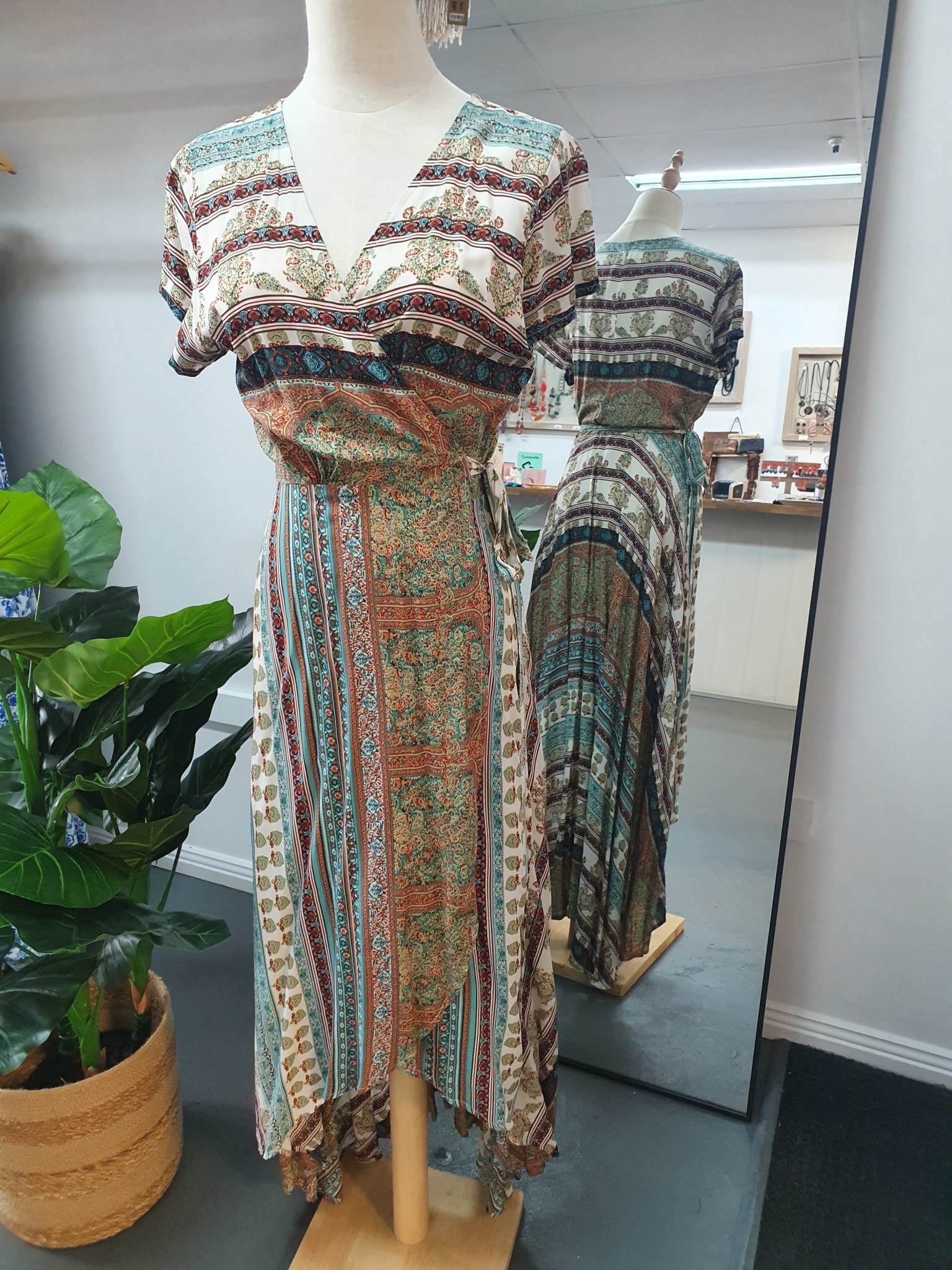 Savarna Tribe Long Wrap Dress Cap Sleeves