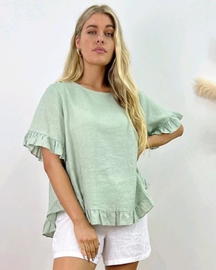 Linen Frill detail Top - Little Secrets 