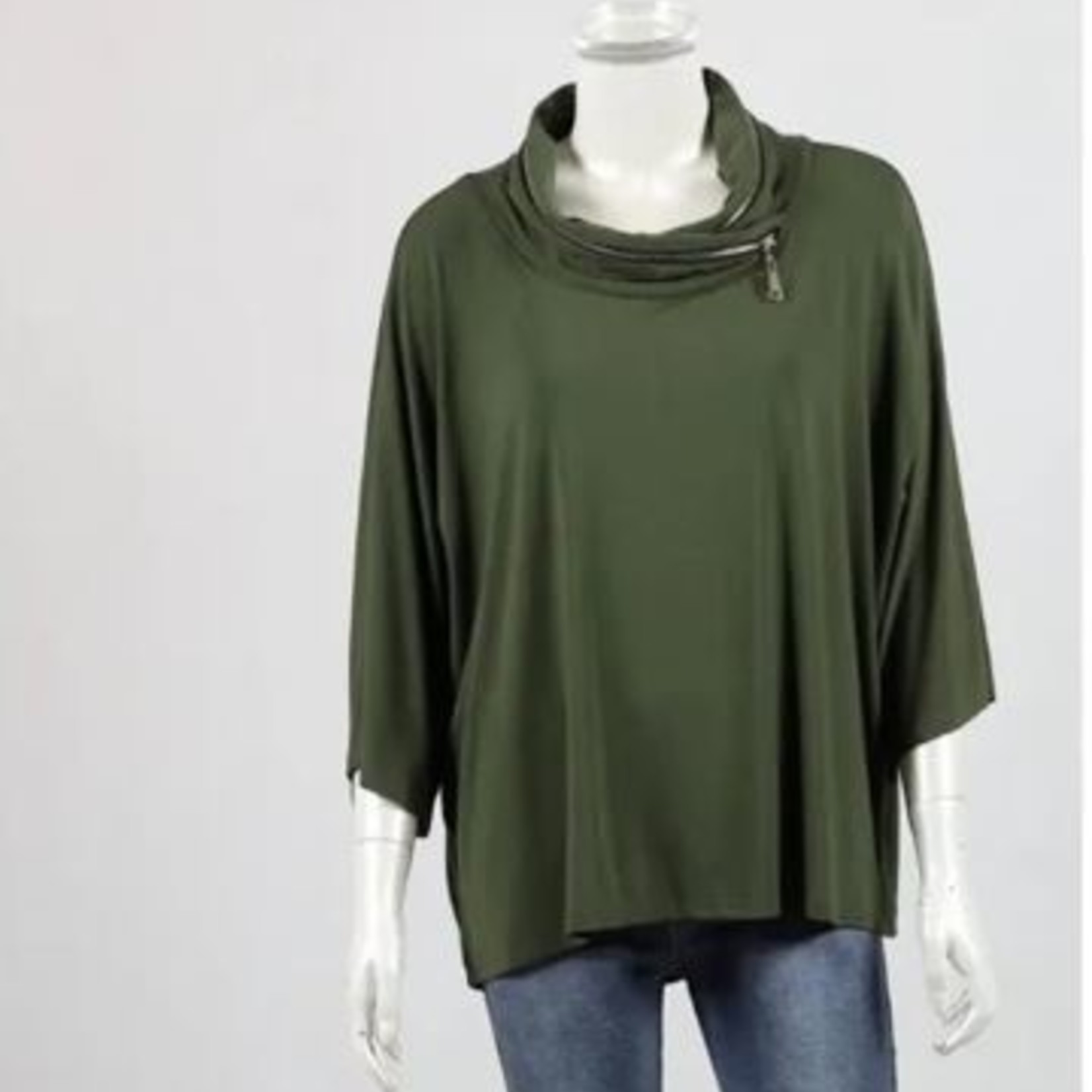 Bamboo By Whispers 1/2 Batwing Sleeve Zip Top