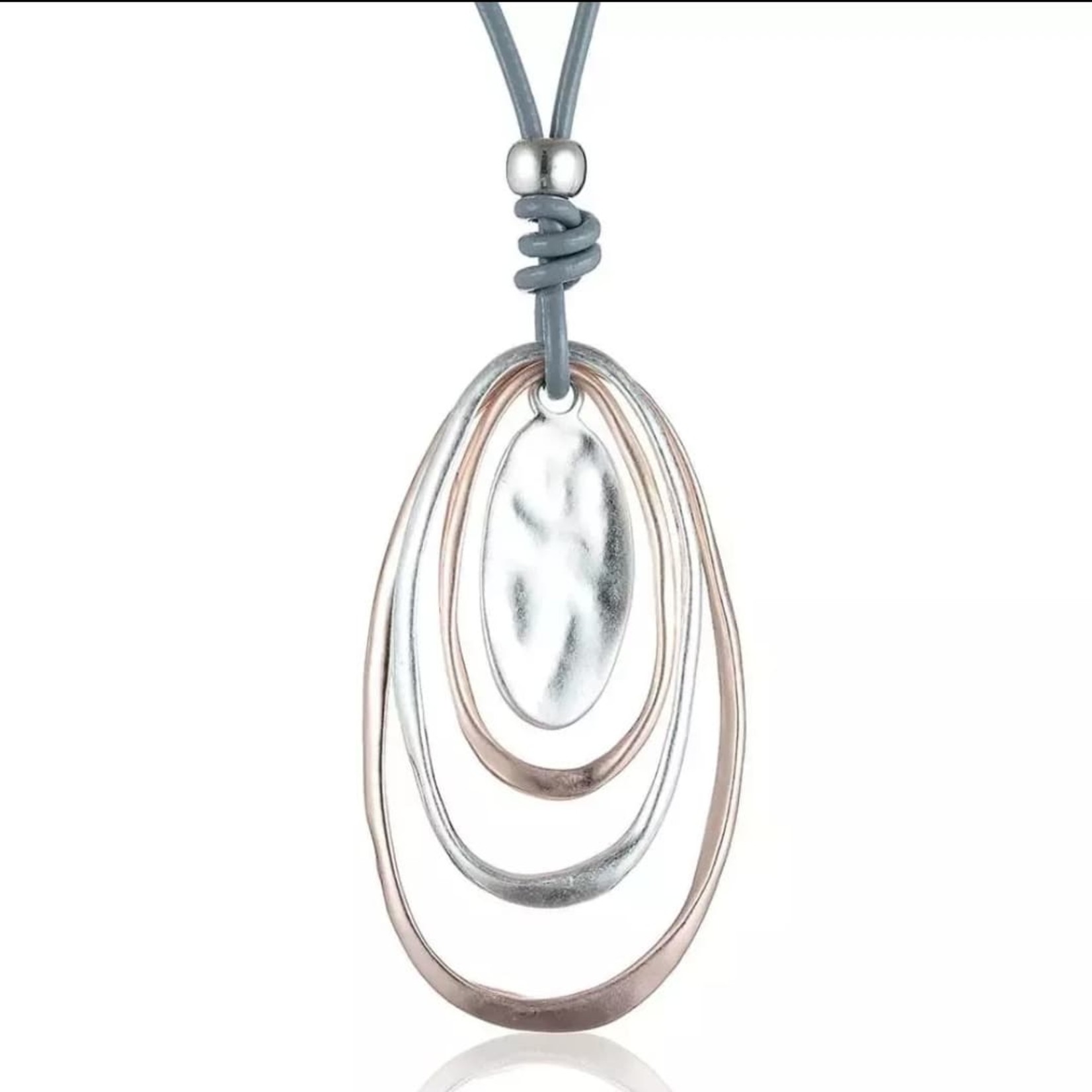 Oval Silver and Rose Gold Necklace 
