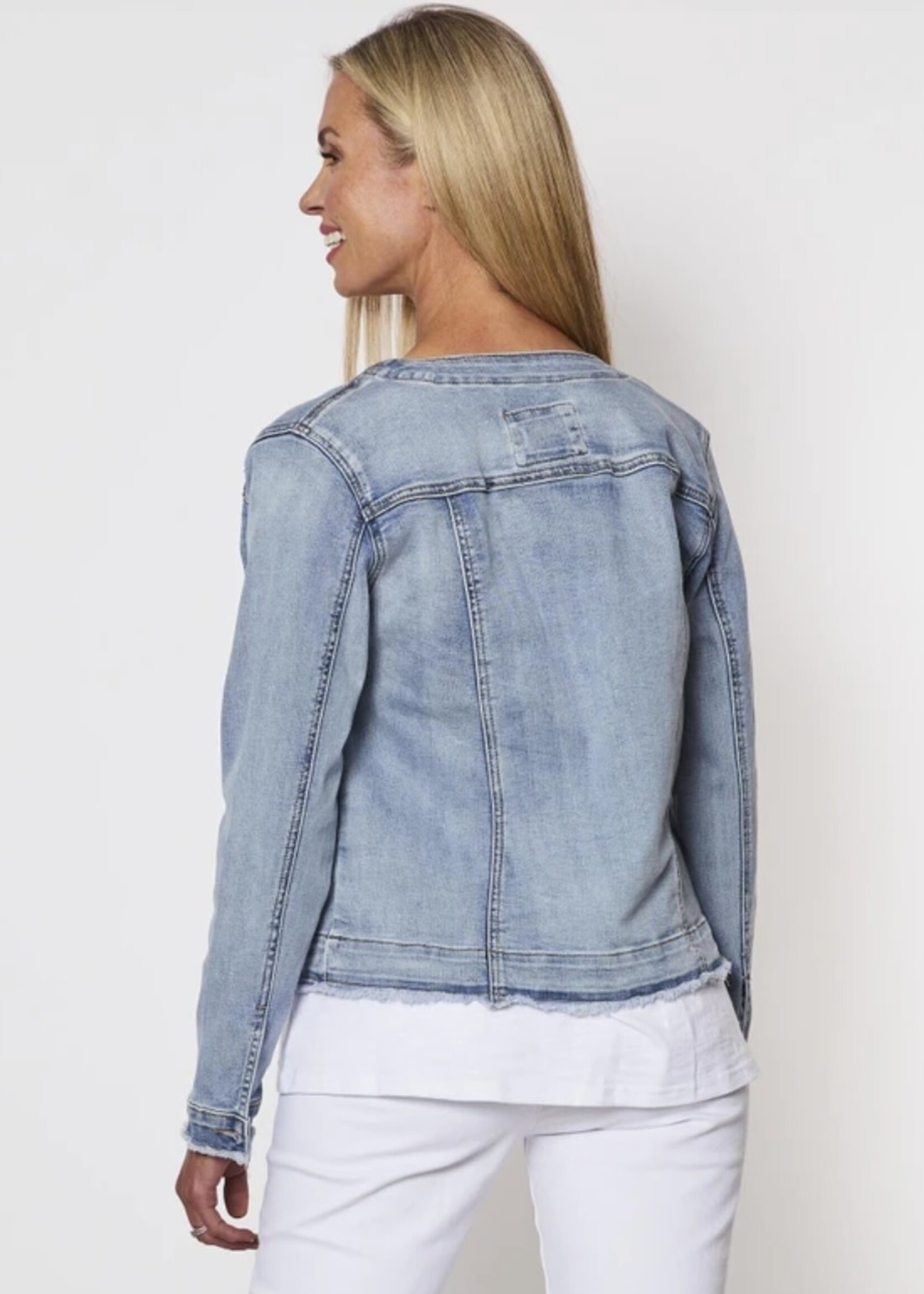 Buy Collarless Denim Jacket - Denim Threadz for Sale Online United States |  White & Co.