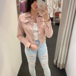 Country Denim Cropped Pink Stretchy Jacket