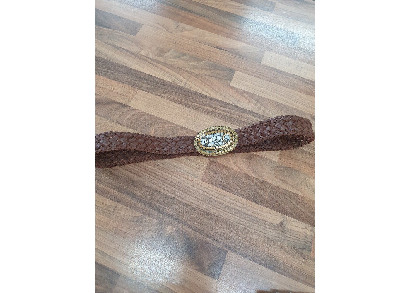 Little Secrets Oval buckle braided leather belt