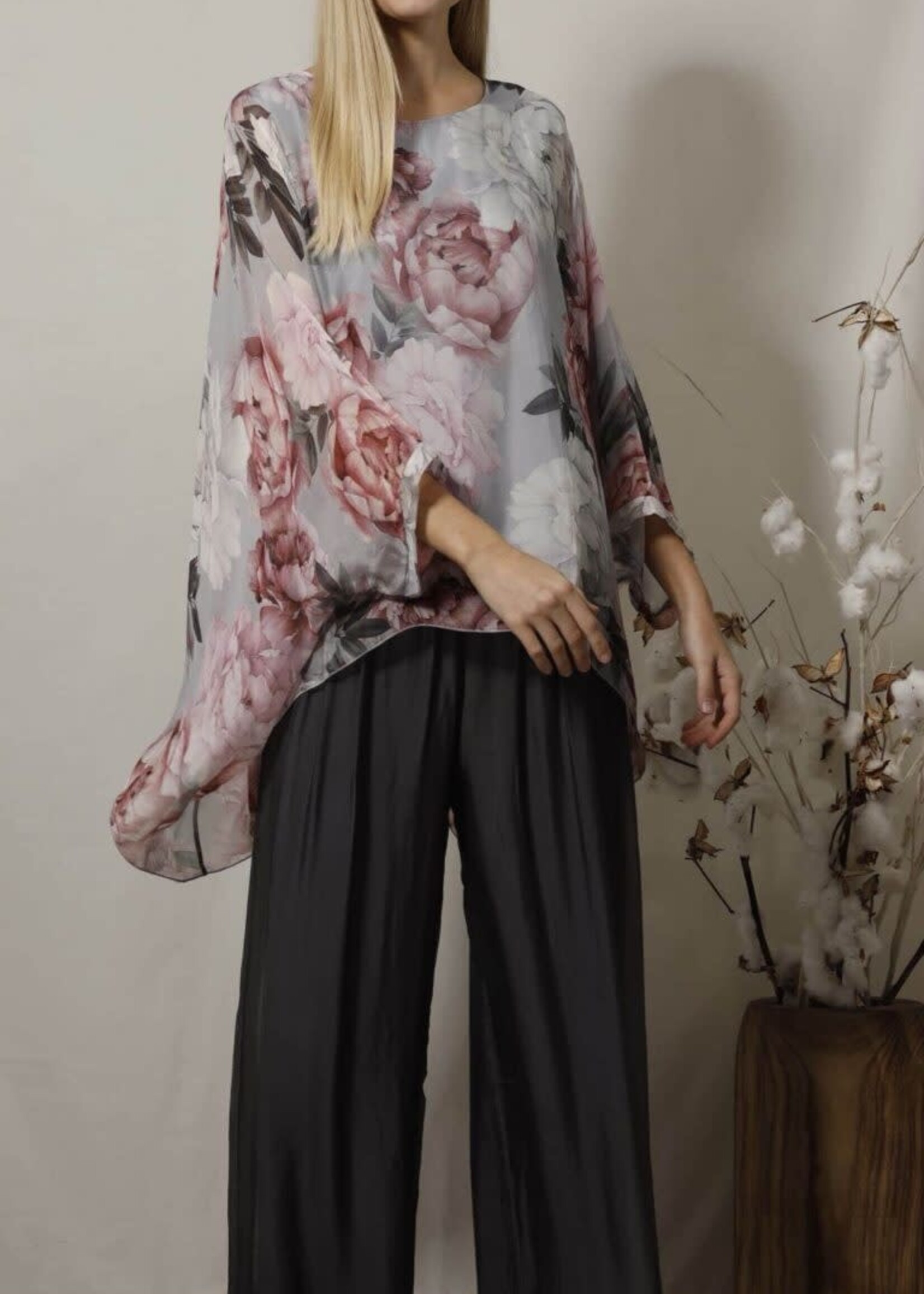 La Strada Silk blend pants with underlay