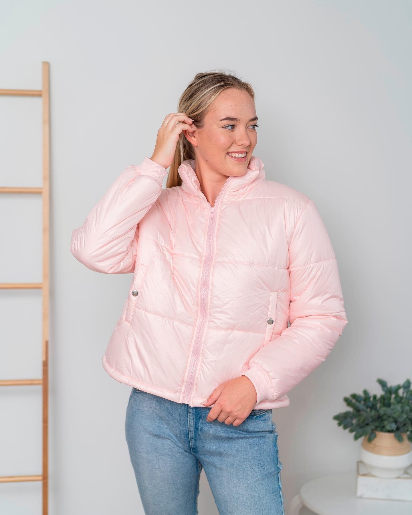 Willow Tree Puffer jacket in Pink or Sage