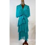 La Strada cross over neckline, tiered dress - Aqua