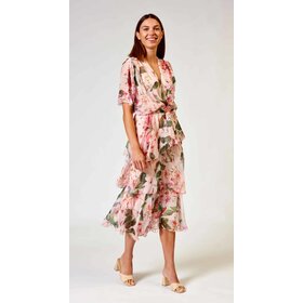 La Strada Crossover Neckline Chiffon Dress