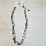 Blue Scarab Pewter & Pearl Detail Necklace