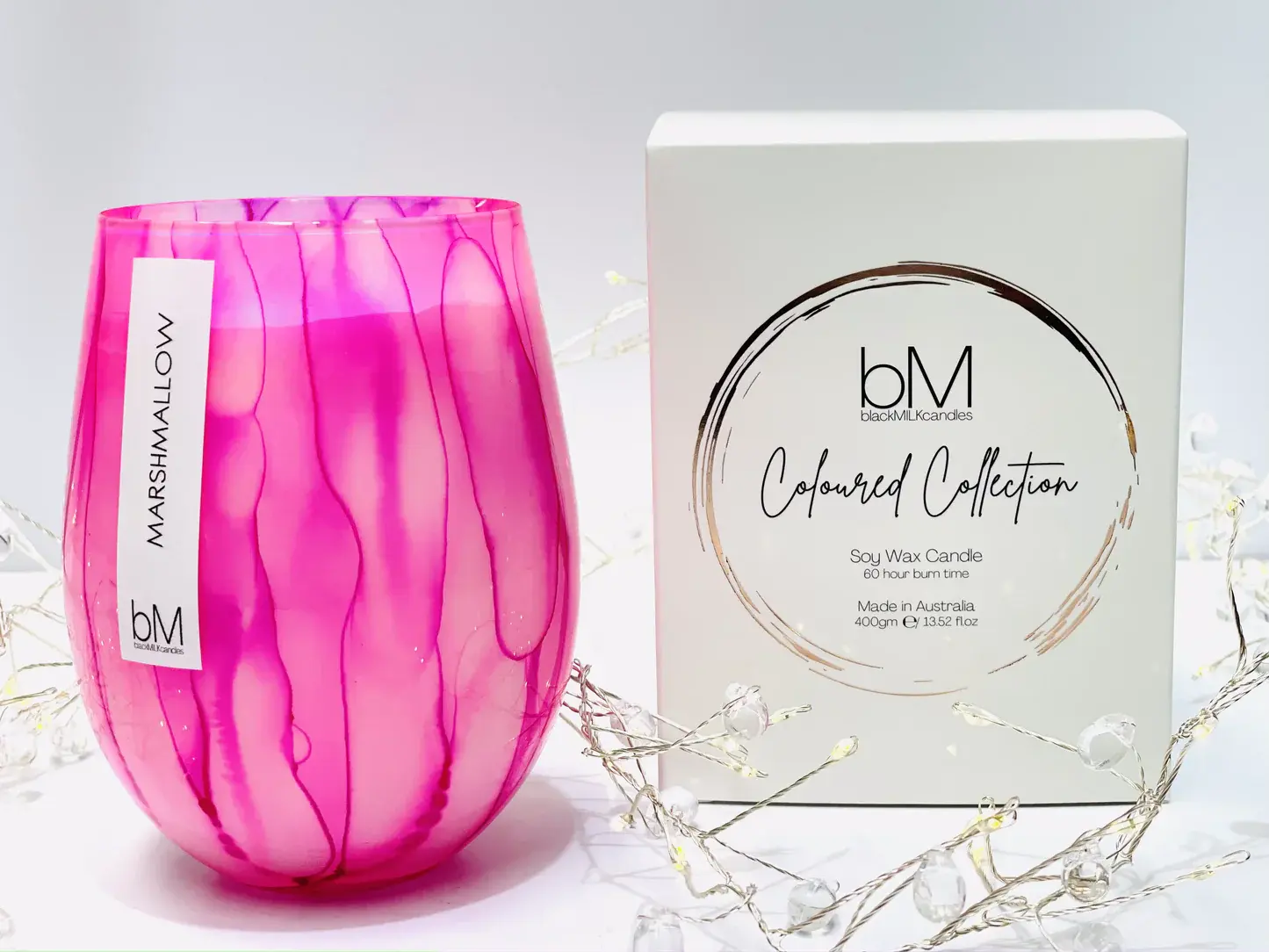 Blackmilk Candles Watercolour Pink Candle- Marshmallow
