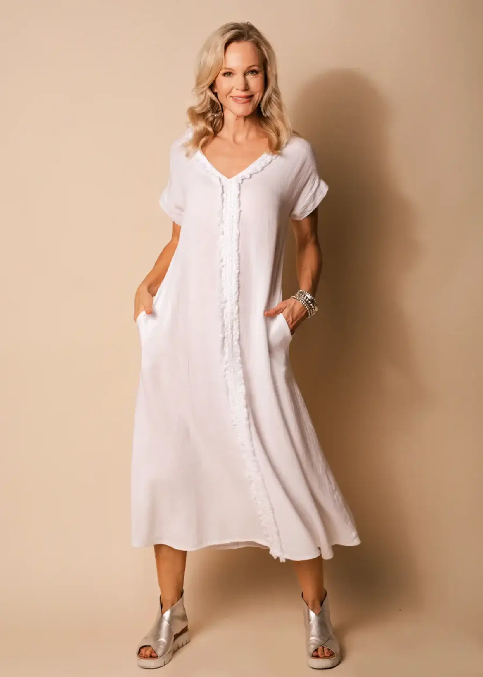 Imagine Fashion White Kaidi Linen Dress