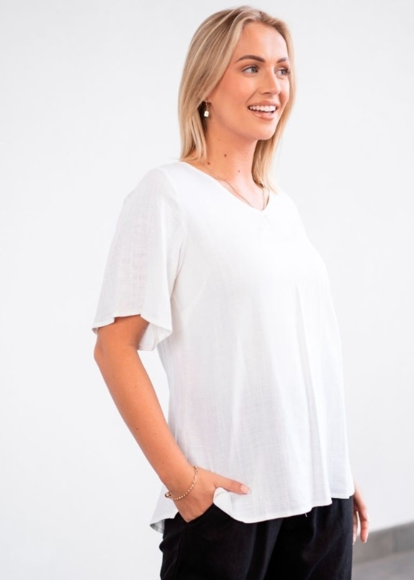 Willow Tree Button Back White Top