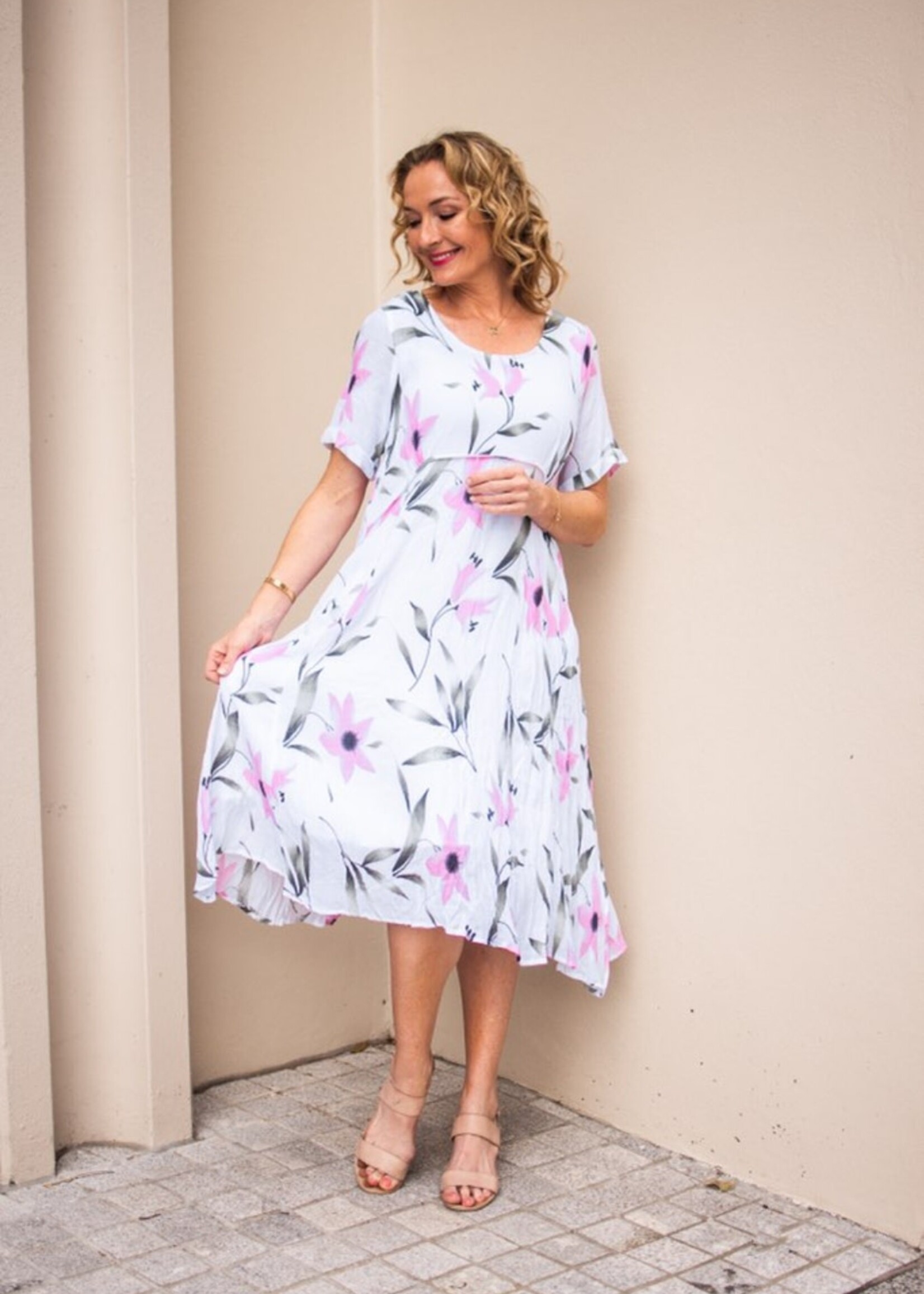 Willow Tree Pink Floral Panelled Dress