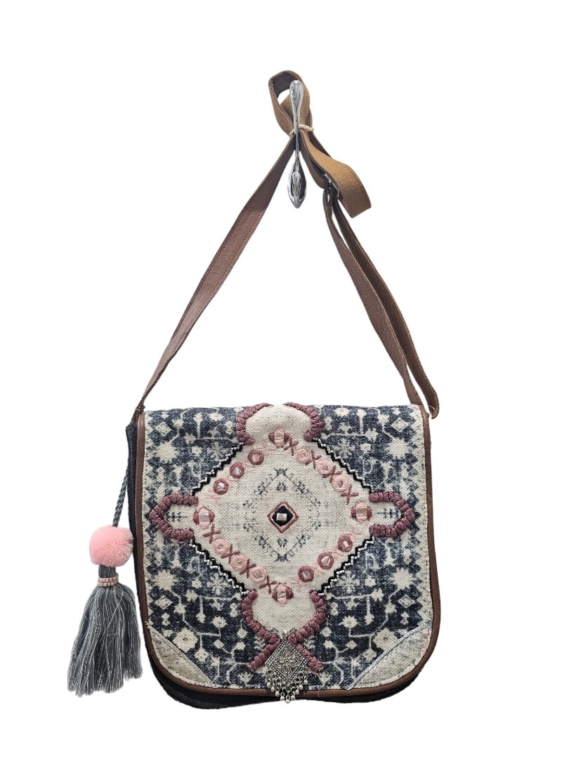 Denim/Pink Boho Shoulder Bag