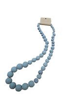 Blue Scarab Chunky Grey Wooden Necklace