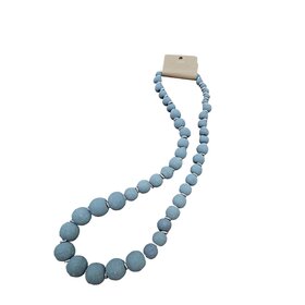 Blue Scarab Chunky Grey Wooden Necklace