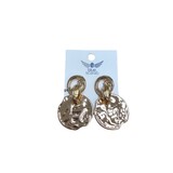 Blue Scarab Gold Hammered Earrings