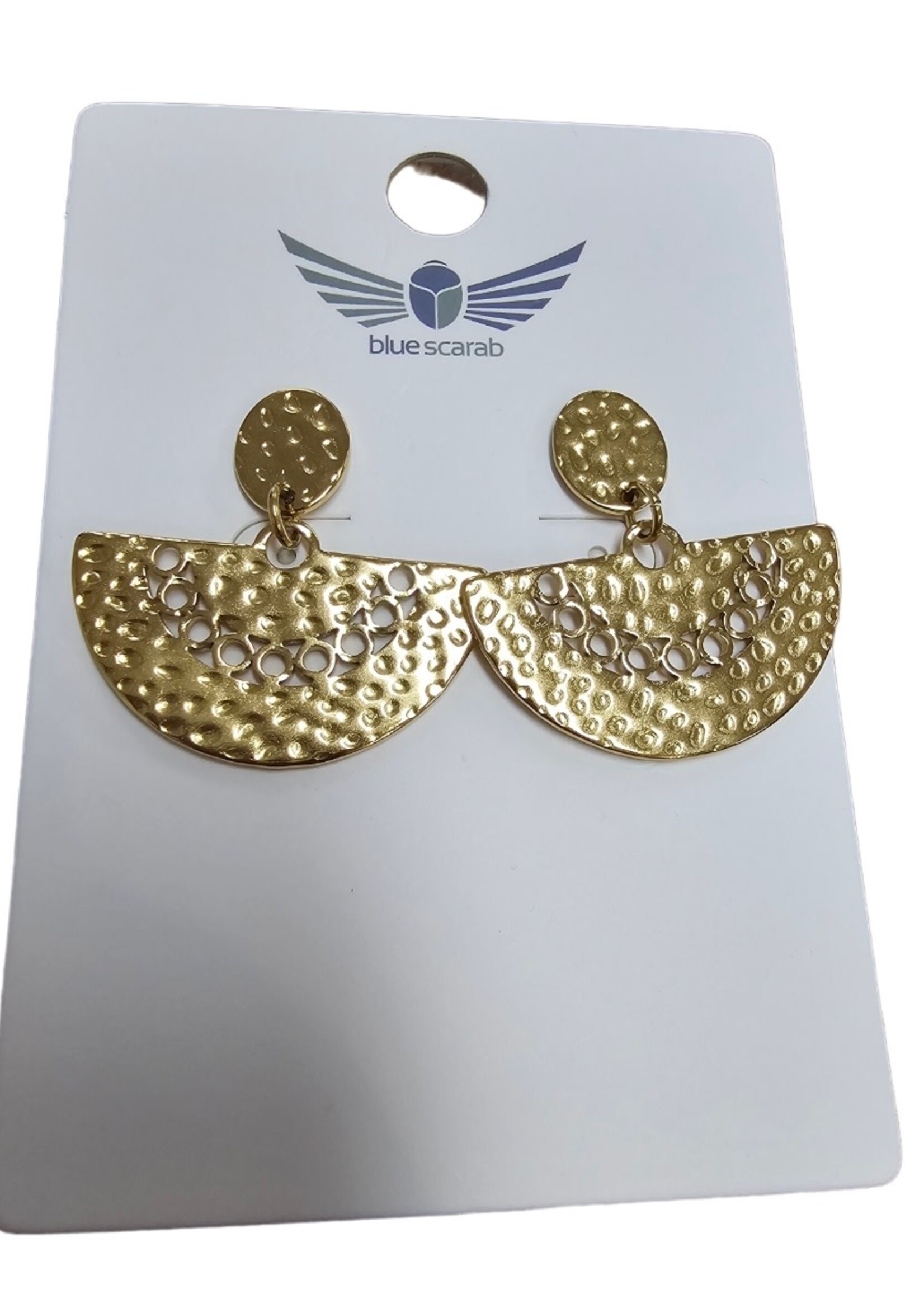 Blue Scarab Daphne Gold Earrings