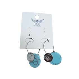 Blue Scarab Turquoise Coin Earrings