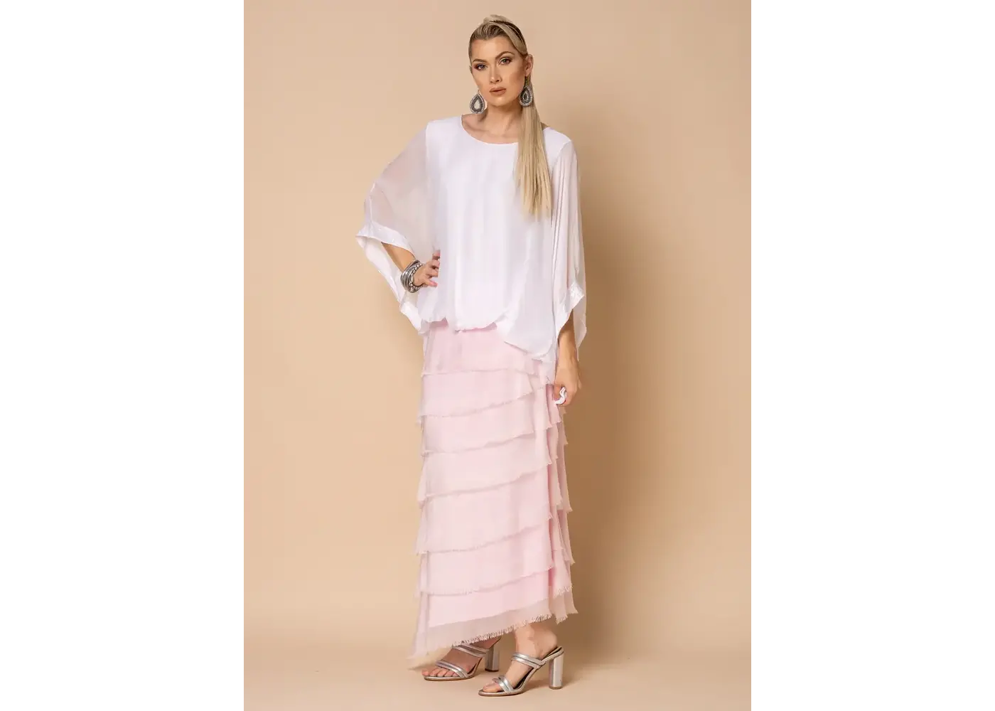 Imagine Fashion Fifi Silk Skirt in Blush