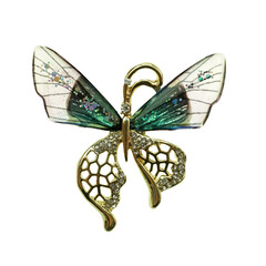 Ivys Clothing & Fashion Accessories Gold Green Butterfly Brooch