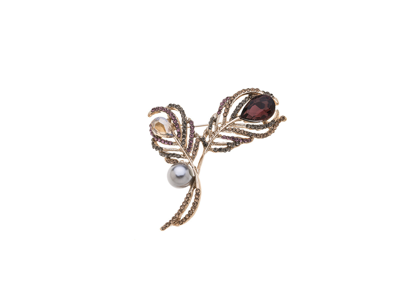 Ivys Clothing & Fashion Accessories Ruby Gold Feathers Brooch