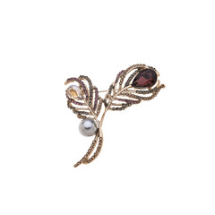 Ivys Clothing & Fashion Accessories Ruby Gold Feathers Brooch