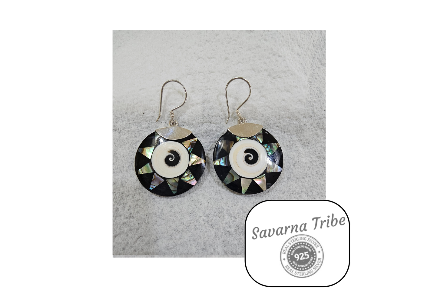 Savarna Tribe Sterling Silver Shell Earrings