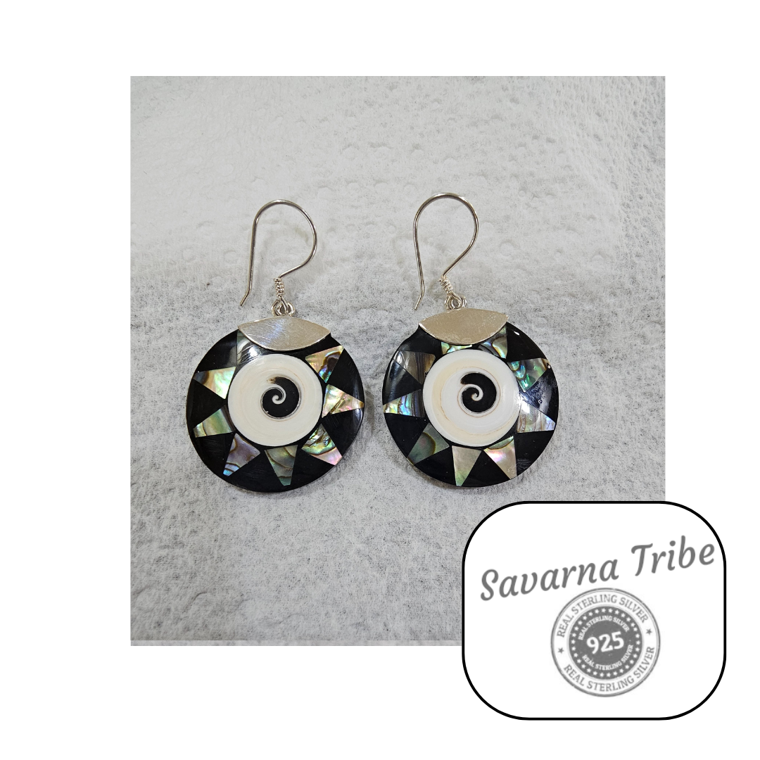 Savarna Tribe Sterling Silver Shell Earrings
