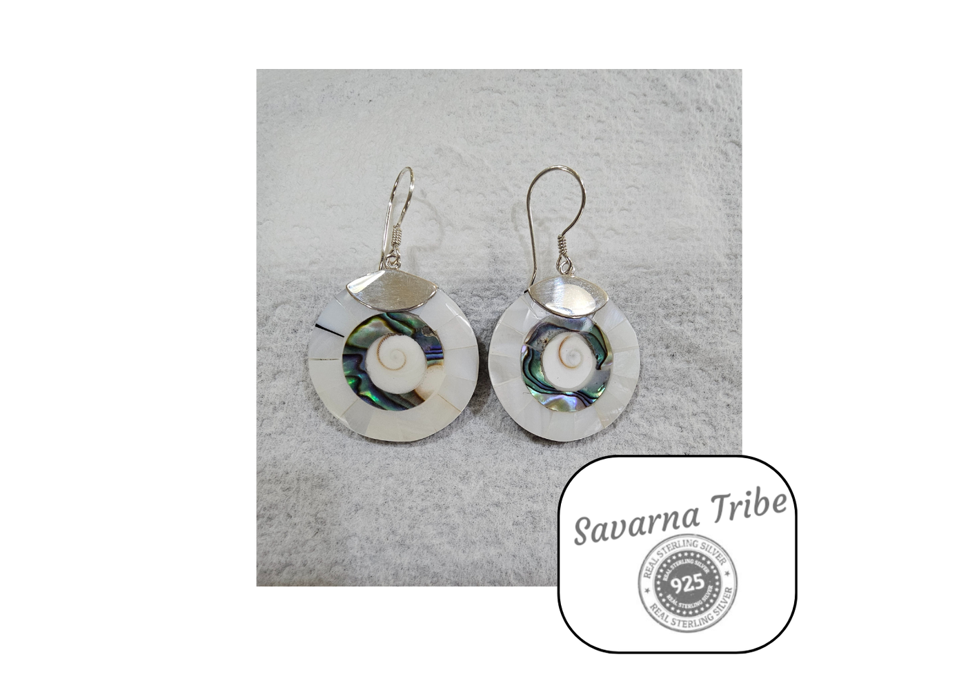 Savarna Tribe Sterling Silver Shell Earrings