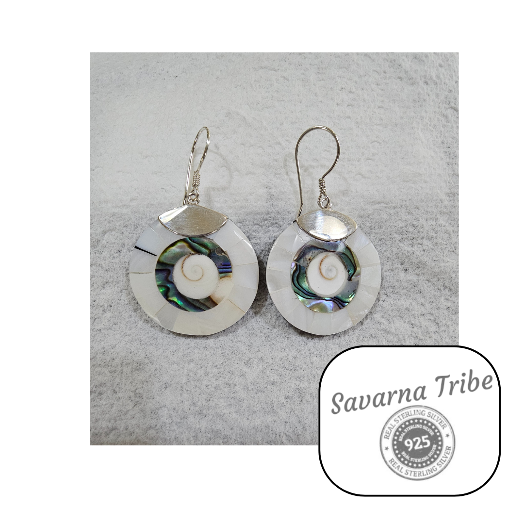 Savarna Tribe Sterling Silver Shell Earrings