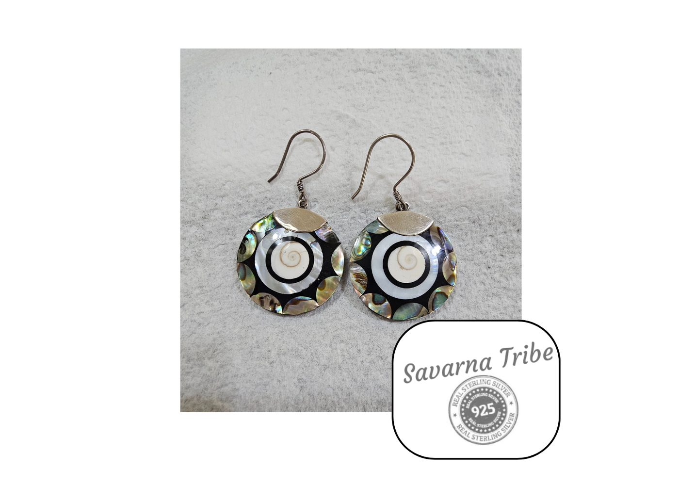 Savarna Tribe Sterling Silver Shell Earrings