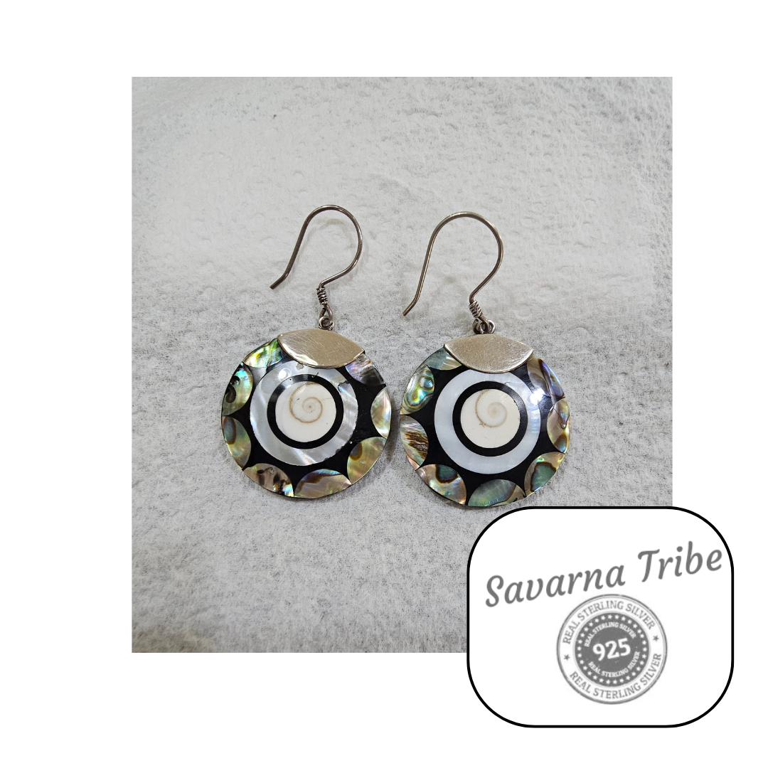 Savarna Tribe Sterling Silver Shell Earrings